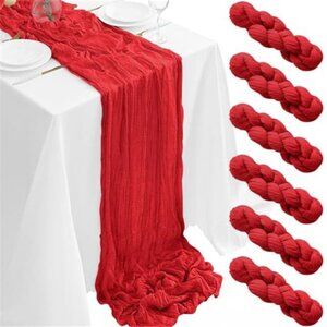 6 Pack Red Table Runner Cheesecloth Gauze Boho Wedding Party Dining Decor